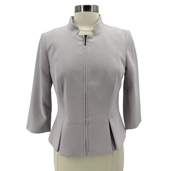 NWD WHBM Womens Petites 8P Jacket Flirty Zip Lilac Tint Pleated 3/4 Sleeve - Picture 1 of 13